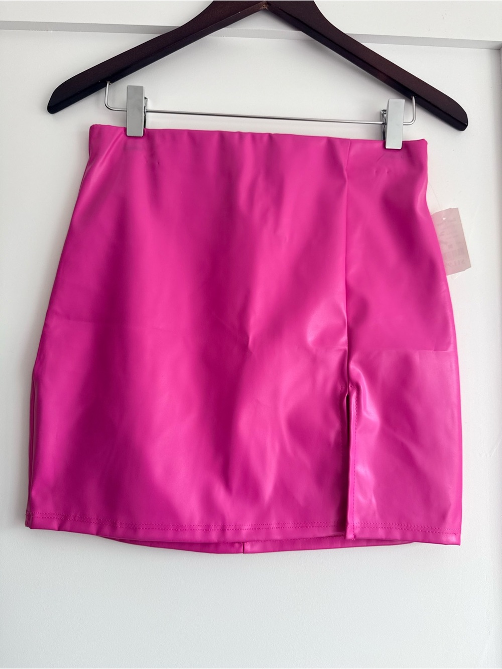 Bright Pink Faux Leather Mini Skirt NWT